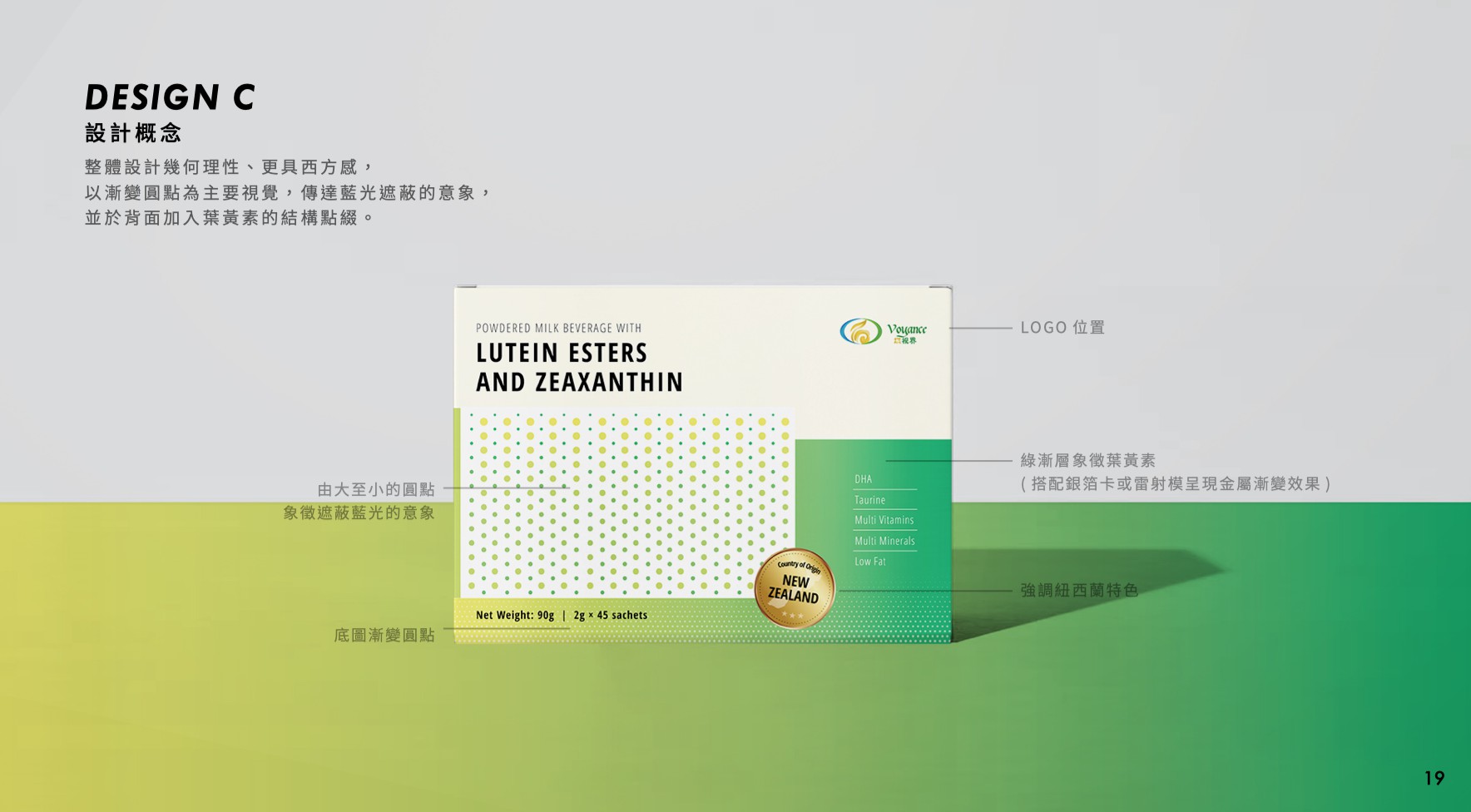 紐西蘭 Voyance然視界視力保健食品包裝設計正面展示