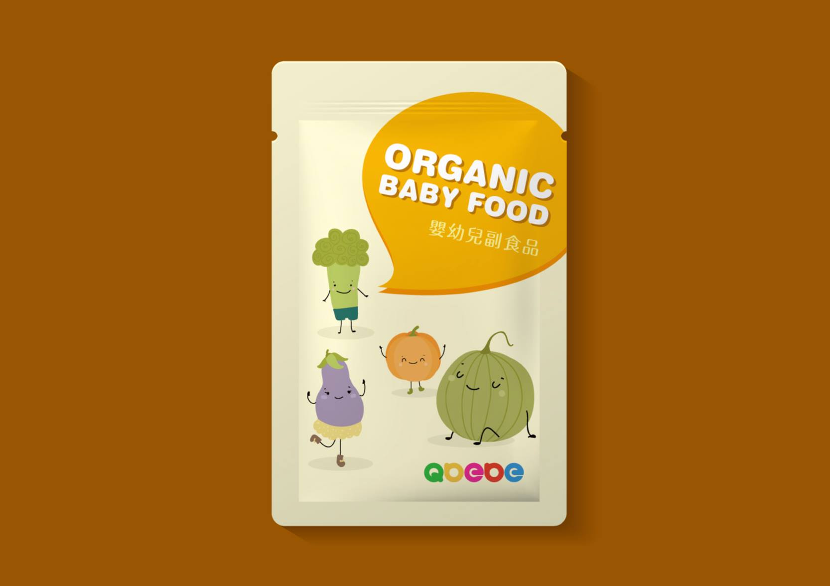 QBEBE嬰兒副食品包裝設計正面展示