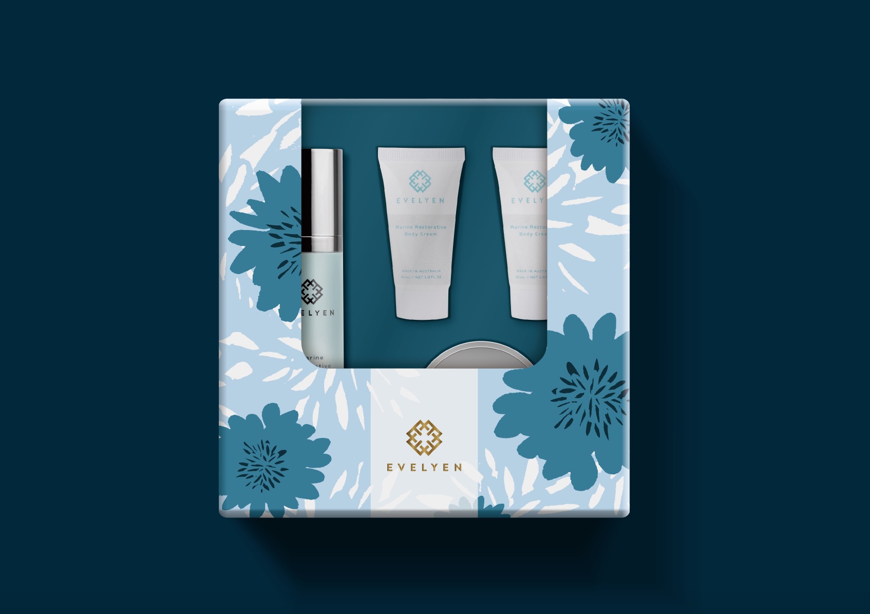 Evelyen 澳洲保養品牌包裝設計正面展示