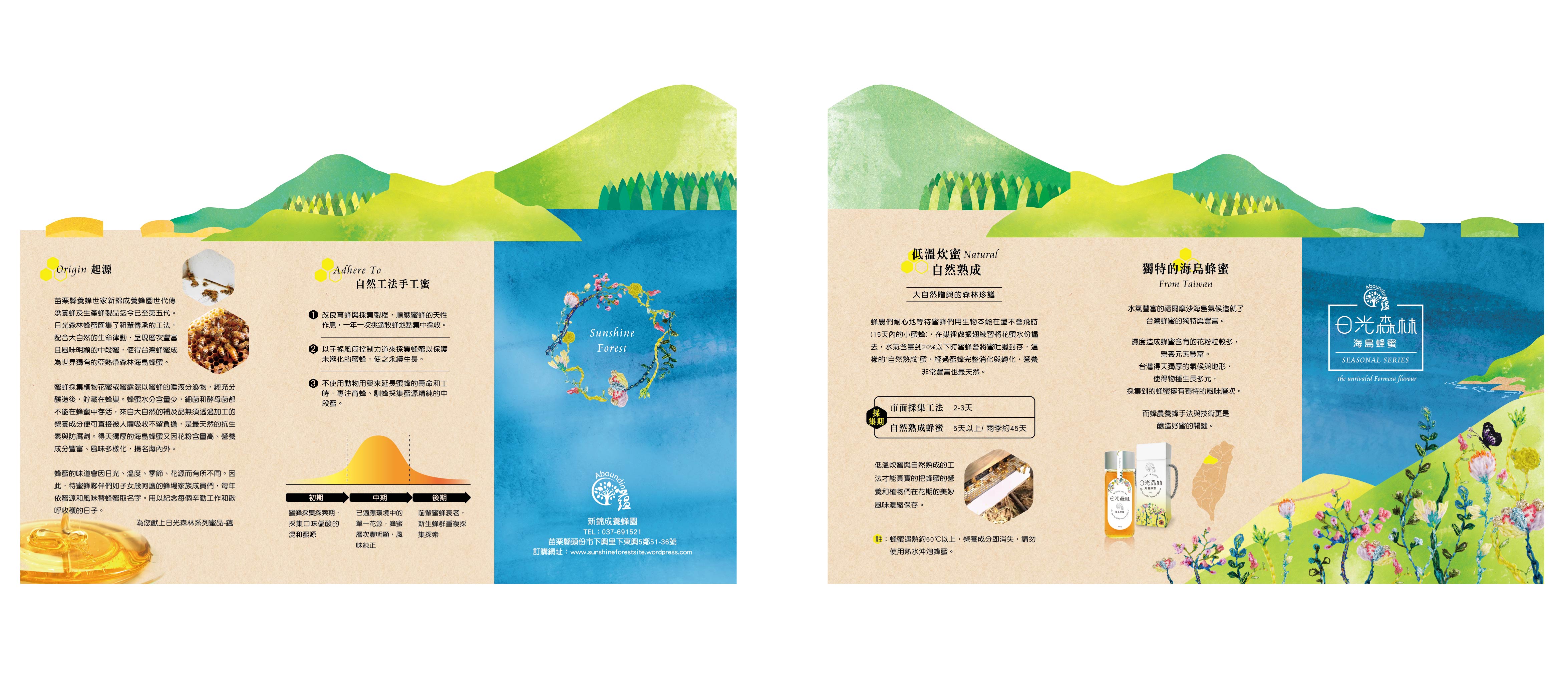 新錦成養蜂園 日光森林系列 | 手繪風格 折頁造型產品型錄