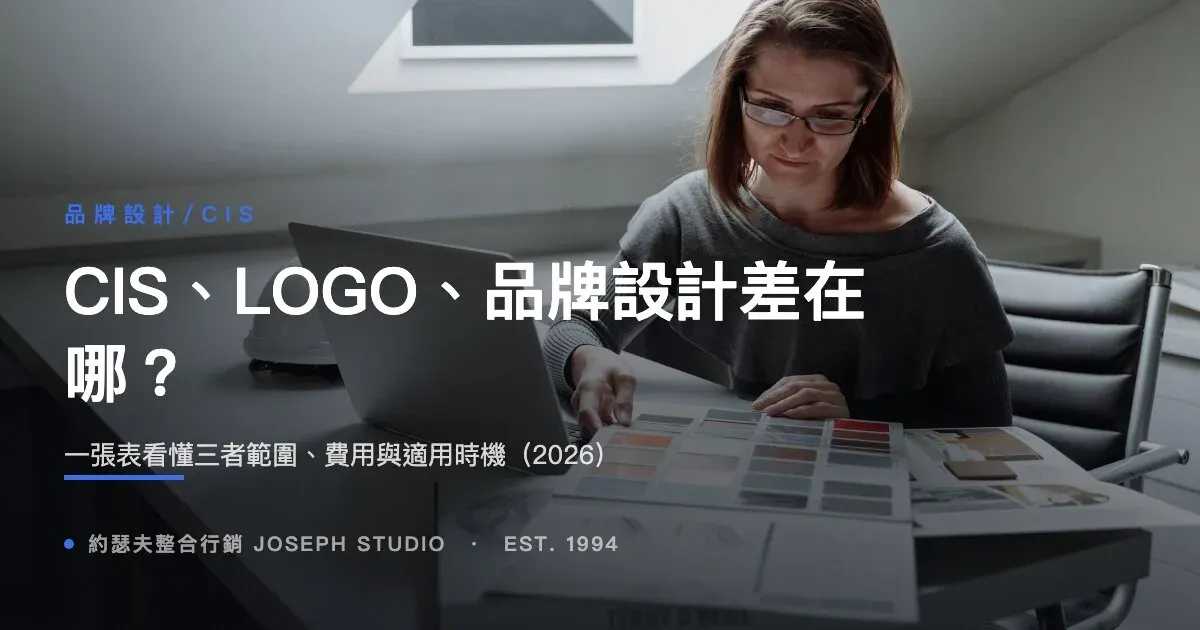 CIS、LOGO、品牌設計差在哪?一張表看懂三者範圍、費用與適用時機(2026)